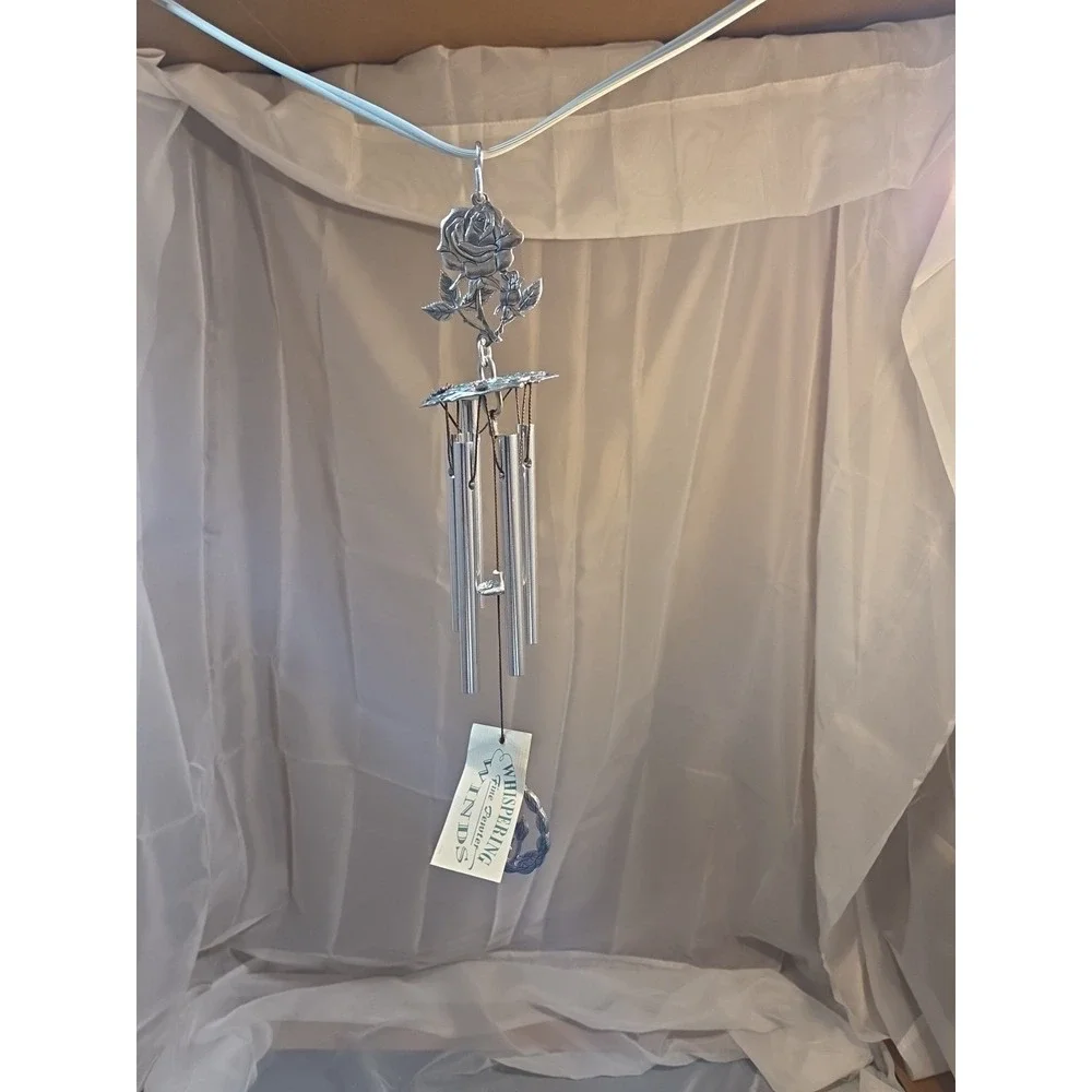 Peaceful Melodic Whispering Winds Fine Pewter Rose‎ 14in Excel Condition